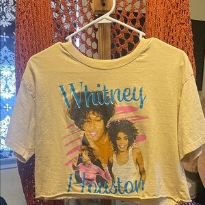 Whitney Houston Graphic Crop Top - Yellow